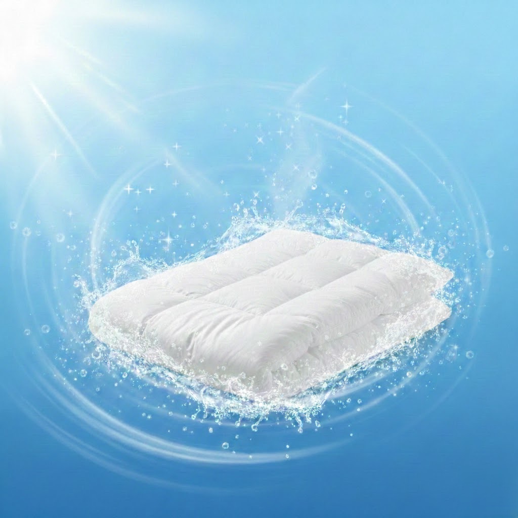 ふとんが洗われている